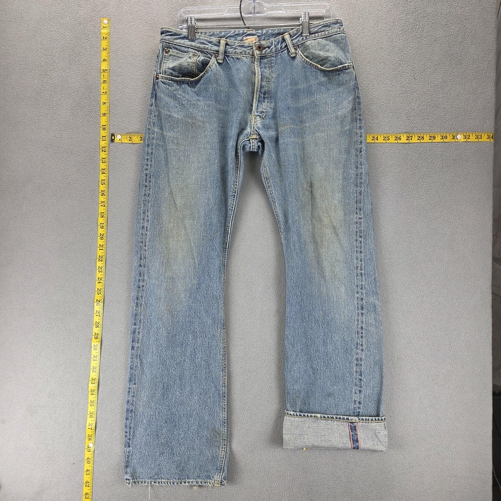 Hiroshi Kato Jeans Mens 34x32 Blue Selvedge Made in Japan Honeycomb Button Fly